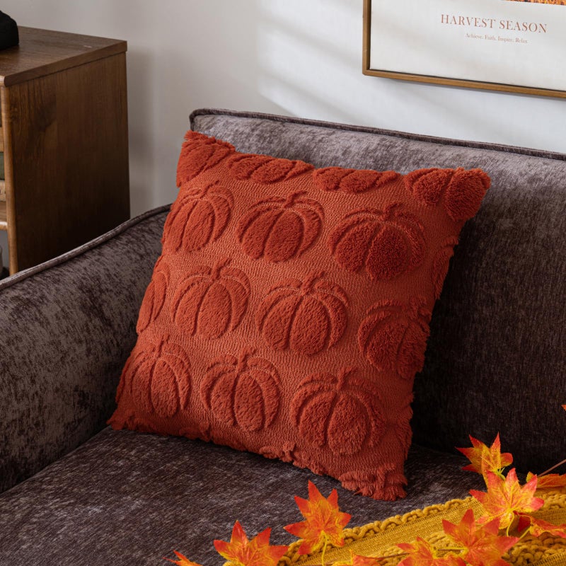 COSIBONO Pumpkin Fall Decorative Throw Pillow Covers 18""x18""  Set of 2 Caramel Soft Faux Fur Pillow Covers for Autumn Harvest  Fluffy Plush Accent Pillow Cases for Farmhouse Halloween Decor - Image 5